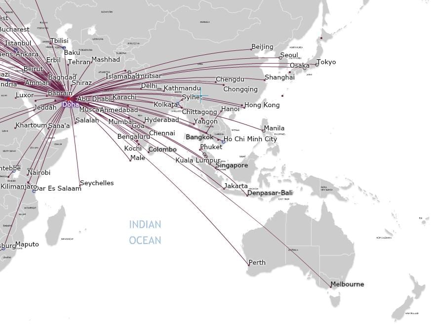 qatar airlines kaart